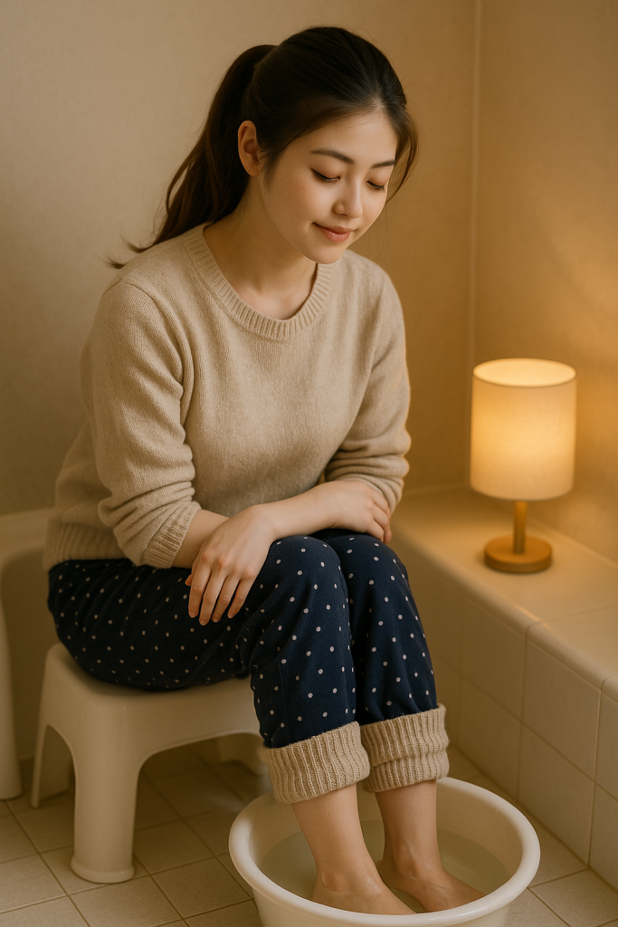 ③ 足首を温める or 足湯