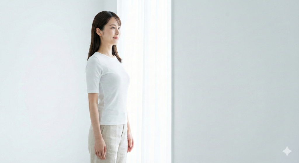 細見えスタイルケア　
姿勢が整うと、印象が変わる。