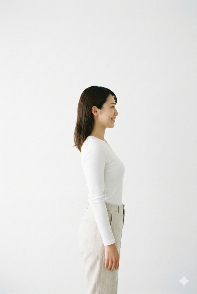 細見えスタイルケア　
姿勢が整うと、印象が変わる。