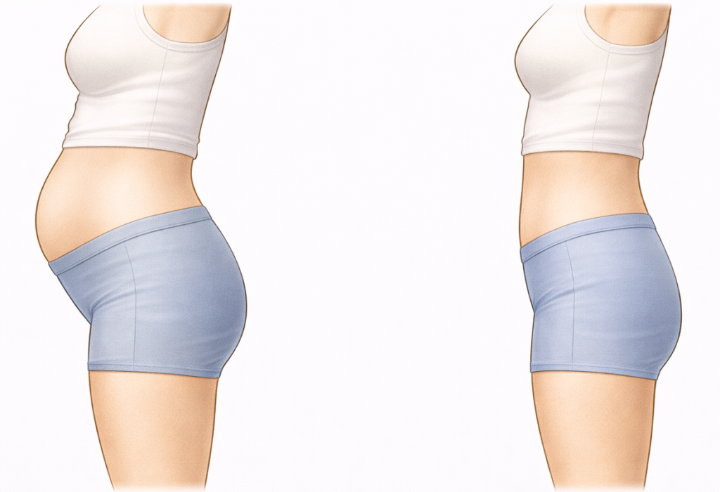 内臓が下がると、お腹は前に出る