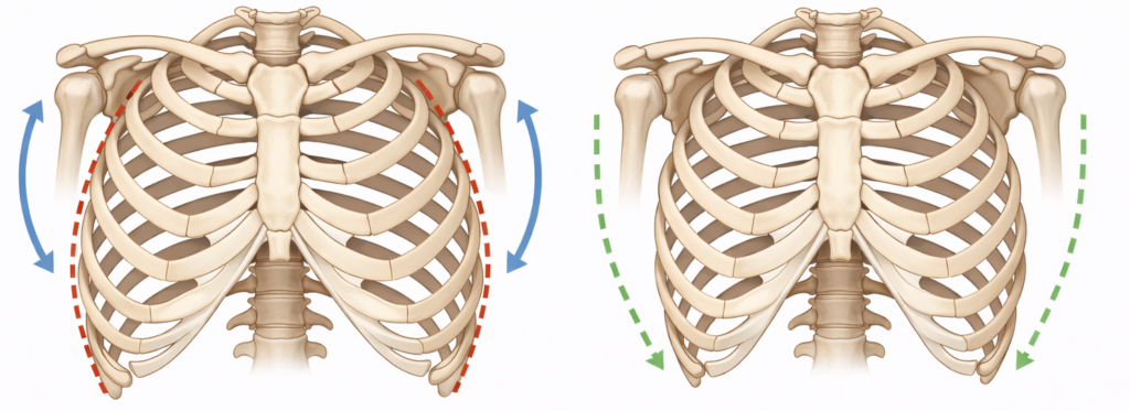 肋骨が開くと、ウエストは消える