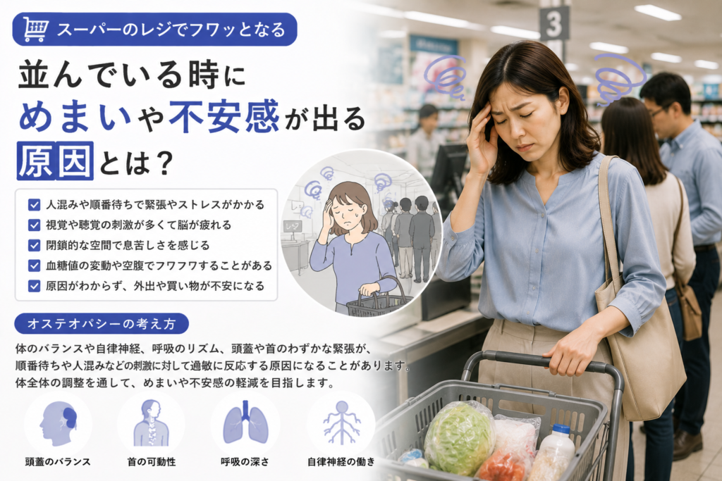 スーパーのレジでフワッとなる|並んでいる時にめまいや不安感が出る原因とは?