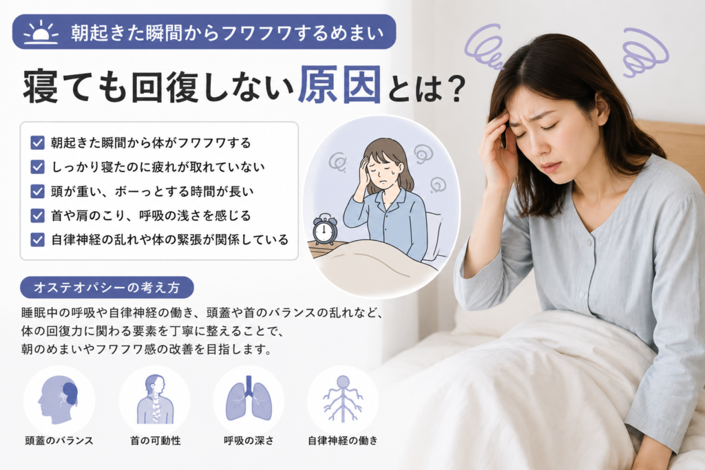 朝起きた瞬間からフワフワするめまい|寝ても回復しない原因とは?