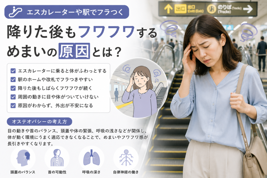 エスカレーターや駅でフラつく|降りた後もフワフワするめまいの原因とは?
