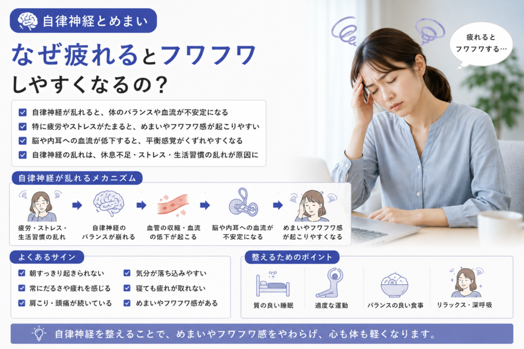 自律神経とめまい|なぜ疲れるとフワフワしやすくなるの?