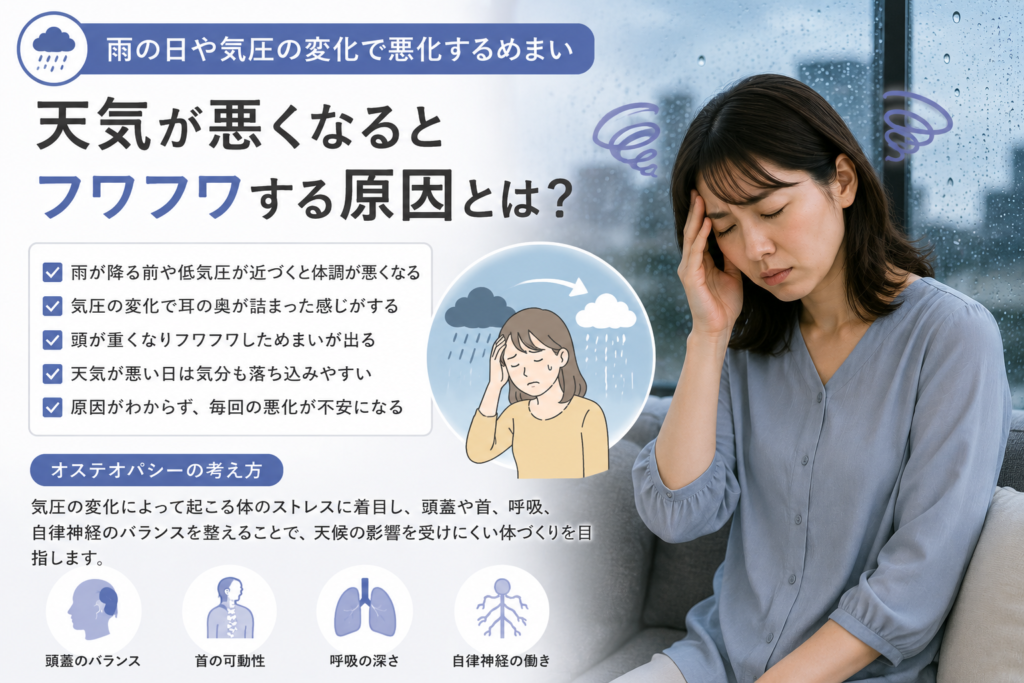 雨の日や気圧の変化で悪化するめまい|天気が悪くなるとフワフワする原因とは?