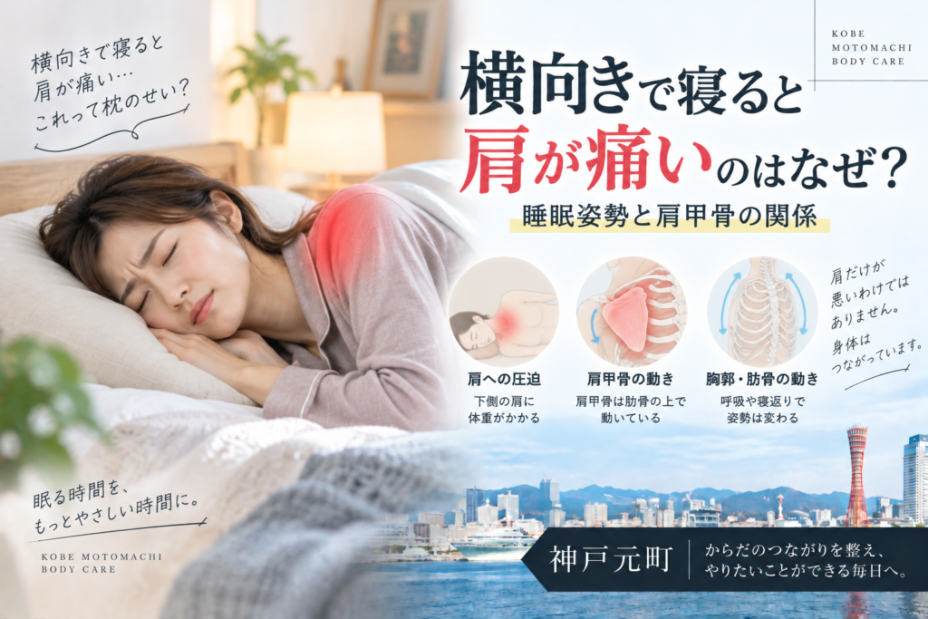 横向きで寝ると肩が痛いのはなぜ？睡眠姿勢と肩甲骨の関係｜神戸元町